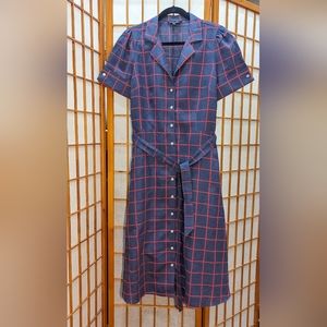 Brooks Brothers Linen Blend Windowpane Shirt Dress, Size 10